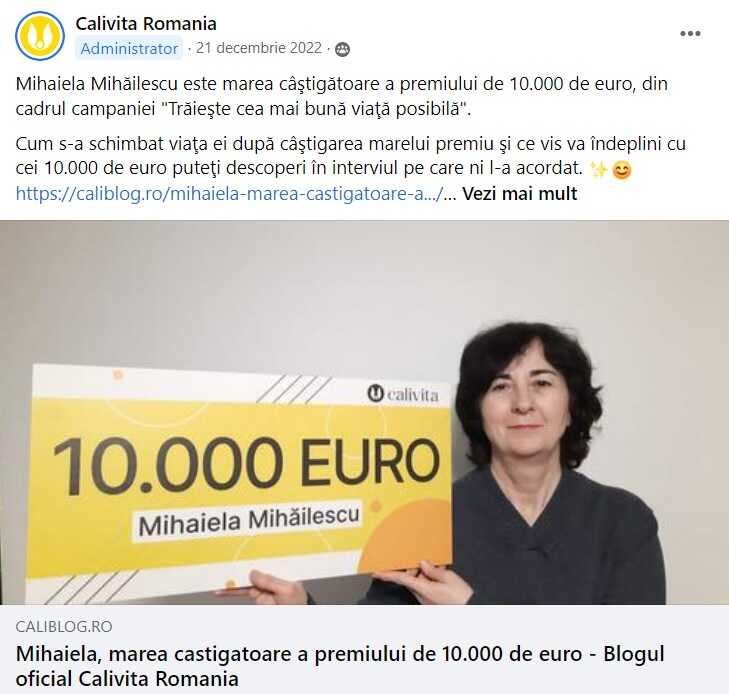 Concurs cu premii Calivita